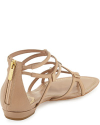 Rene Caovilla Studded Caged Leather Sandal Tan