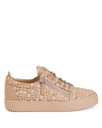 Tan Studded Low Top Sneakers