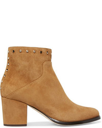 Jimmy Choo Melvin 65 Studded Suede Ankle Boots Tan