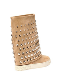 Casadei 100mm Studded Suede Wedge Boots