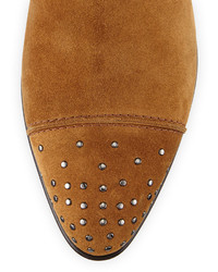 Lanvin Studded Suede Chelsea Boot Camel