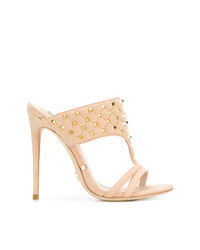 Tan Studded Suede Heeled Sandals