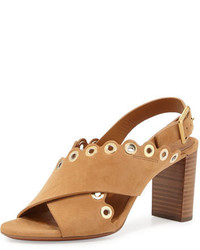Tan Studded Suede Sandals