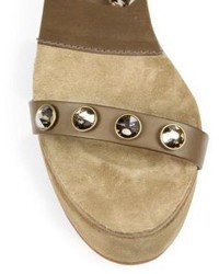 Pedro Garcia Trilian Studded Leather Suede Wedge Sandals