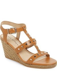 Tan Studded Wedge Sandals