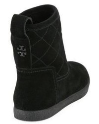 Tory Burch Alana Quilted Suede Shearling Booties