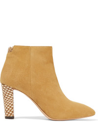 Acne Studios Alba Snake Effect Trimmed Suede Ankle Boots