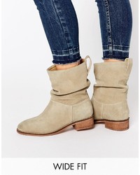 Asos Anika Wide Fit Suede Pull On Ankle Boots