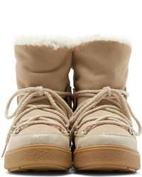 Moncler Beige Shearling Fanny Ankle Boots
