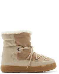Moncler Beige Shearling Fanny Ankle Boots