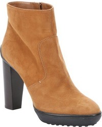 Tod's Camel Suede Platform Ankle Booties