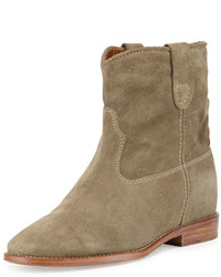 Isabel Marant Crisi Suede Western Bootie Taupe