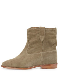 Isabel Marant Crisi Suede Western Bootie Taupe