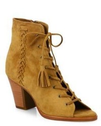Frye Dani Whipstitch Suede Lace Up Booties