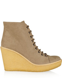 Stella McCartney Faux Suede Wedge Ankle Boots