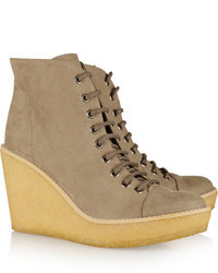 Stella McCartney Faux Suede Wedge Ankle Boots