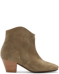 Isabel Marant Green Suede Dicker Ankle Boots