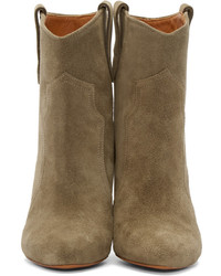 Isabel Marant Green Suede Roxann Ankle Boots