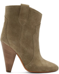 Isabel Marant Green Suede Roxann Ankle Boots