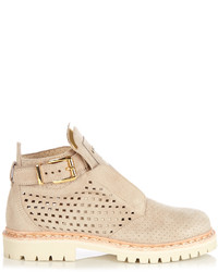 Balmain King Perforated Suede Ankle Boots