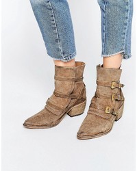 Free People Mason Taupe Suede Western Boots