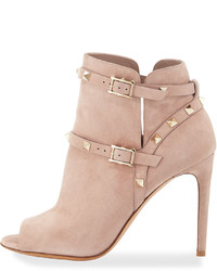 Valentino Rockstud Open Toe 100mm Ankle Boot Poudre