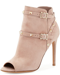 Valentino Rockstud Open Toe 100mm Ankle Boot Poudre