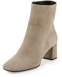 Prada Suede Square Toe Ankle Boot Clay