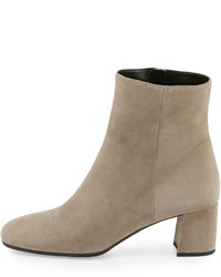 Prada Suede Square Toe Ankle Boot Clay