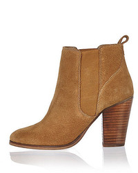 River Island Tan Suede Heeled Ankle Boots