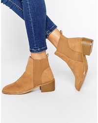 Daisy Street Tan Western Style Heeled Ankle Boots