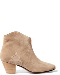 Isabel Marant Toile Dicker Suede Ankle Boots Beige
