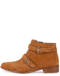 Tabitha Simmons Windle Double Buckle Suede Ankle Boot Camel