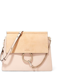Chloé Faye Medium Leather And Suede Shoulder Bag Blush