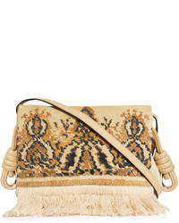 Loewe Flaco Tapestry Suede Shoulder Bag
