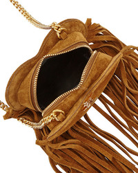 Saint Laurent Monogram Small Zip Top Fringe Heart Bag