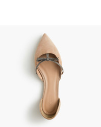 J.Crew Sloan Suede Dorsay Flats With Mini Bow