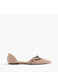 J.Crew Sloan Suede Dorsay Flats With Mini Bow