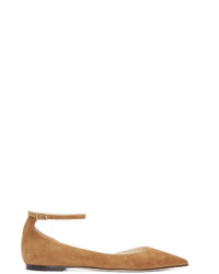 Jimmy Choo Tan Suede Lucy Flats