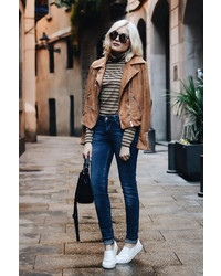 Olivaceous Suede With Love Tan Suede Moto Jacket