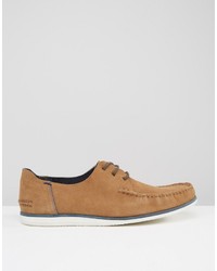 Asos Boat Shoes In Tan Suede With White Sole