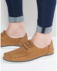 Asos Boat Shoes In Tan Suede With White Sole