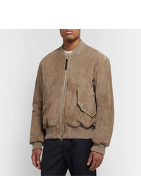 Acne Studios Faux Leather And Cotton Corduroy Trimmed Suede Bomber Jacket