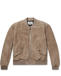 Acne Studios Faux Leather And Cotton Corduroy Trimmed Suede Bomber Jacket