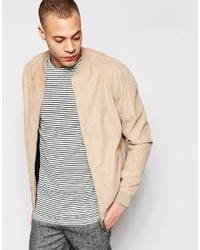 Pull&Bear Faux Suede Bomber In Tan