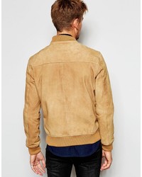 Pepe Jeans Sydow Brown Suede Bomber Jacket