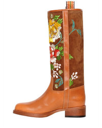 Etro 30mm Embroidered Suede Leather Boots