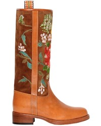 Etro 30mm Embroidered Suede Leather Boots