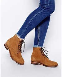 Asos Acting Up Suede Ankle Boots Chestnut