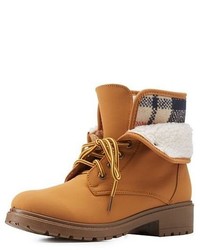 Charlotte Russe Bamboo Flannel Lace Up Booties